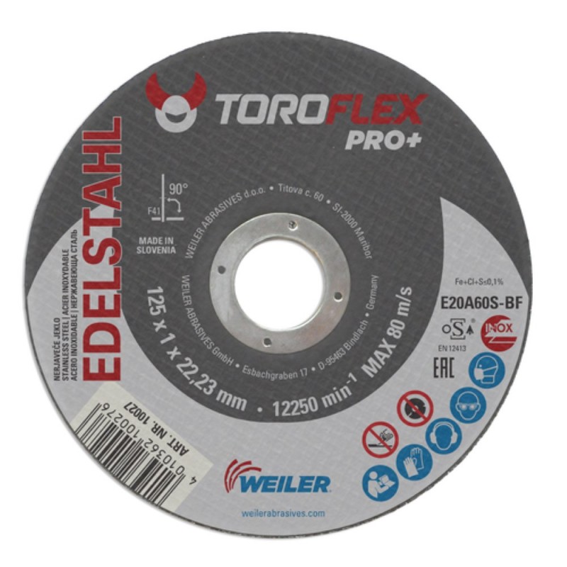 Δίσκοι κοπής σιδήρου - inox 125x1.0 Toroflex 